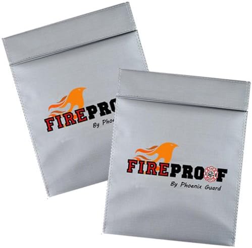 Bundle of Two Fireproof by Phoenix Guard Fire Resistant Pouch | Document Bag for Money, Passports, ID, Marriage, Bank & House Records | Flame Retardant, Waterproof Pouch (TWO-7x9, Gray)