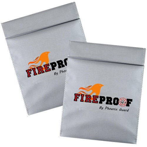 Bundle of Two Fireproof by Phoenix Guard Fire Resistant Pouch | Document Bag for Money, Passports, ID, Marriage, Bank & House Records | Flame Retardant, Waterproof Pouch (TWO-7x9, Gray)