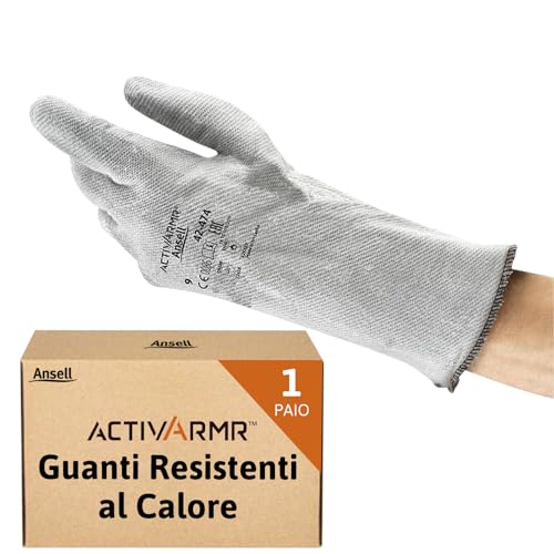 41c5YXlQu9L. SL500 Ansell ActivArmr 42-474 Guanti Termoresistenti, Per Usi Speciali nei Settori Industriale, Meccanico e Chimico, Protezione Resistenti, Guanto Antinfortunistici, Grigio, Taglia M (1 Paio)