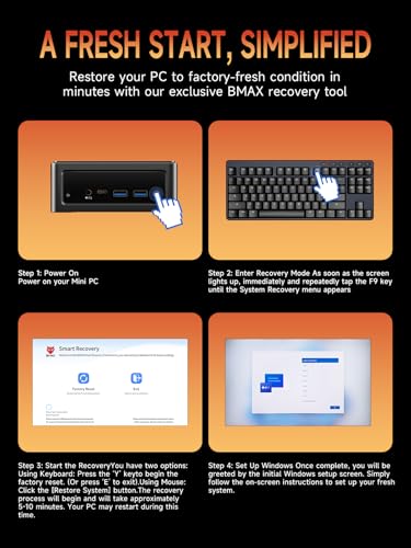 Image of Bmax B5A Pro Mini PC with AMD Ryzen 7 5825U | 16GB DDR4 RAM | 512GB NVMe SSD | Windows 11 Pro | 2 x USB 3.2 Gen 2 | Triple 8K Display Support | Wi-Fi 6 | AMD Ryzen Mini Desktop Computers