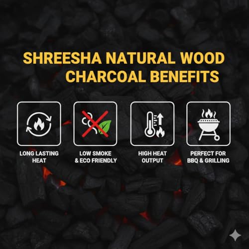 Image of Charcoal Briquettes| All Natural Long Lasting Coal for Barbecue| Coal for Cooking & Grilling| BBQ Koila for Camping & Cooking| Long Burning Koyla for Home, Garden & Outdoor Use 1 KG