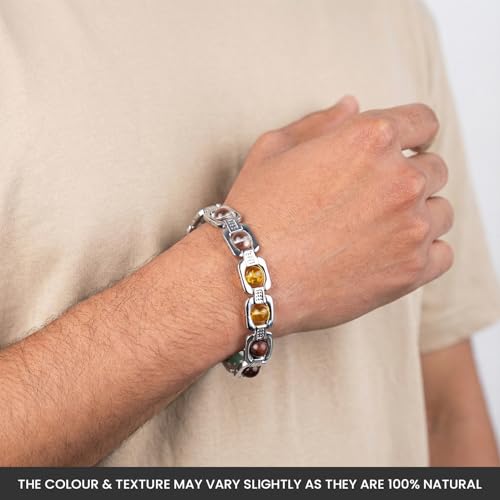 Image of Astrotalk Metal Dhan Yog Bracelet | Attracts Wealth & Financial Prosperity | Pyrite, Citrine, Tiger Eye, Quartz, Hematite & Aventurine Astrology Bracelet for Man & Woman | Gift for Man & Woman