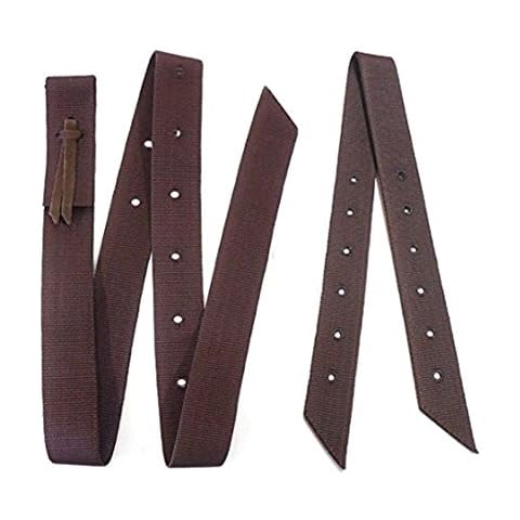 2 Piece Brown Nylon Cinch Strap and Off Billet Saddle Set Double Ply Cover