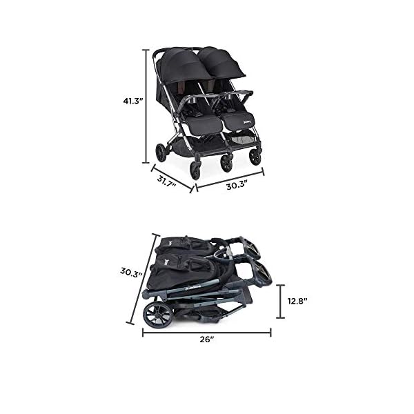 Joovy Kooper X2 Doppelter Kinderwagen, leichter Kinderwagen, kompakt zusammenklappbar mit Ablagen, grau – Bild 4