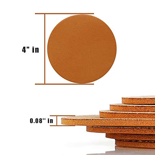 Fuceury 20 Pcs Drink Coasters, 4 Inches Brown Coasters For Drink With Leather And Cork Backing, Suitable For Kinds Of Cups, Tables And Laser Engraving #TOP3