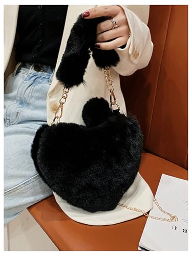 Verdusa Women's Fuzzy Furry Heart Purse Y2K Top Handle Crossbody Shoulder Bag2