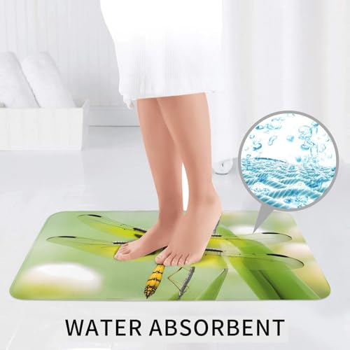Tapis de bain absorbant jaune ensemble de 3 tapis motif libellule - 7
