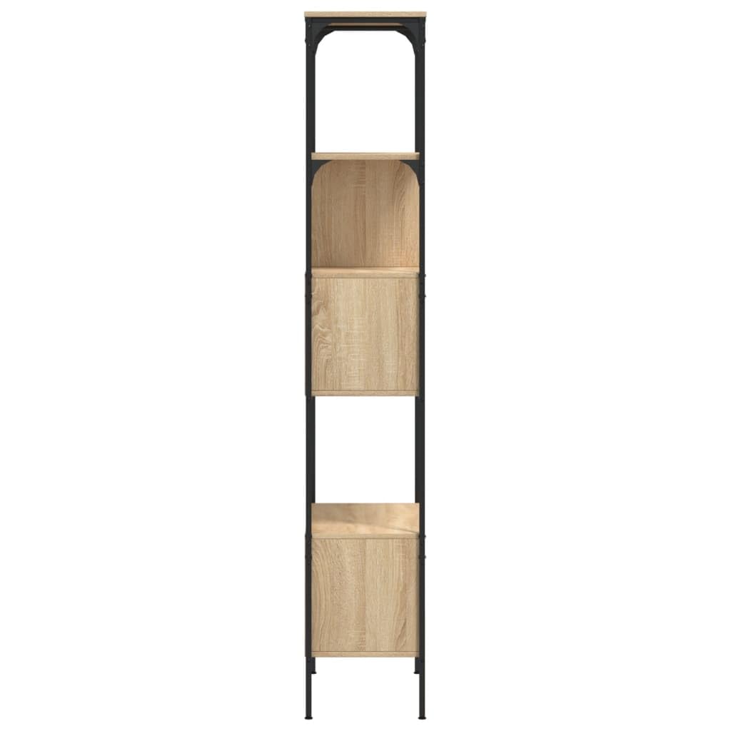 Libreria in rovere Sonoma, 5 ripiani con gambe regolabili, 76 x 33 x 188,5 cm, in legno, per soggiorno, ufficio, cameretta dei bambini, divisorio