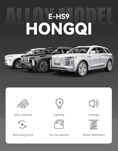 Image of 1:24 Scale Diecast Red Flag HONGQI-H9 Alloy Car Model � Officially Authorized Metal Model SUV with Openable Doors & Pull Back Action � Collectible Toy Car for Kids & Adults?Colors as Per Stock ?