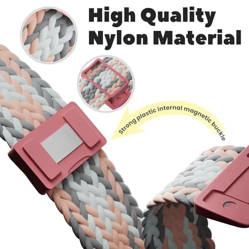 Image of Braided Stretchy Adjustable Straps Compatible for Apple Watch Band 38mm 40mm 41mm 42mm 44mm 45mm 46mm 49mm Women Men,Nylon Magnetic Buckle bands for iWatch Series 10 9 8 SE 7 6 5 4 3 Ultra 2 /1