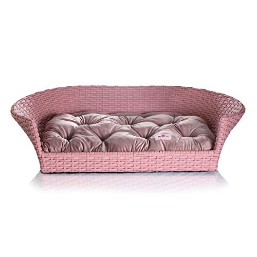 Cama Pet Cachorro Porte Grande Fibra Sintética 100x60Cm Luxo Bathtub Veludo Rosa - BedFurPets