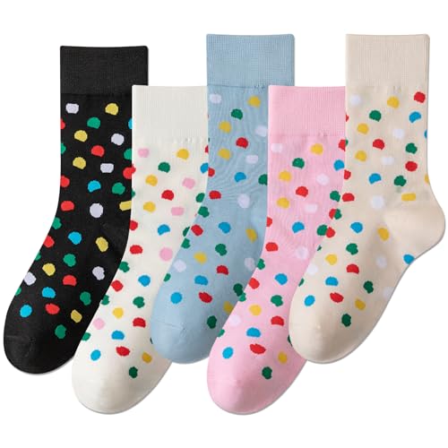 Image of IIG Women's Fashion Cute Cotton Socks Novelty Funny Above Ankle Crew Socks Holiday Gifts for Women 4 /5 Pairs