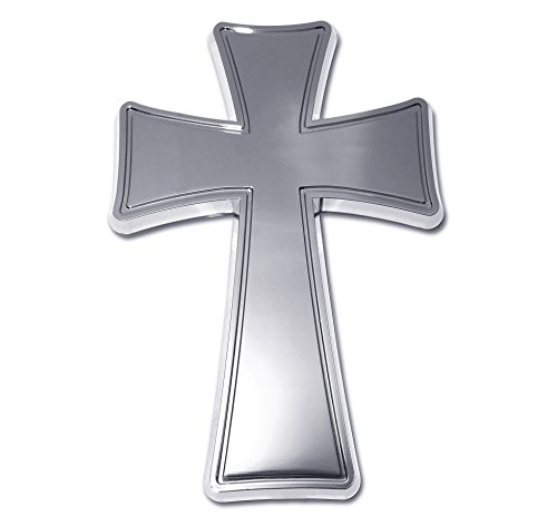 Image of Elektroplate Tapered Cross OEM Chrome Emblem for Cars, Trucks, and All Auto | Universal Fit at 3.2 inch x 2.2 inch | Weatherproof