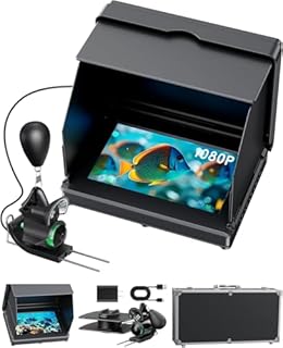 Fourq Underwater Fishing Camera, Fishing Camera with Infrared Night Vision Light, Portable Fish Finder with 100ft Cable, 5 Inch LCD and Upgraded HD Lens for Ice Lake Boat Kayak Fishing