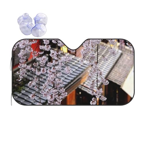 人気パズルの達人 桜の巽橋―京都 キャラクター かわいい 車用サンシェード フロントカバー 日よけ 遮熱 遮光 断熱 防熱 夏用 折りたたみ カーズ 車 サンシェード 車用 日除け フロントサンシェード 軽自動車 簡単取り付け M