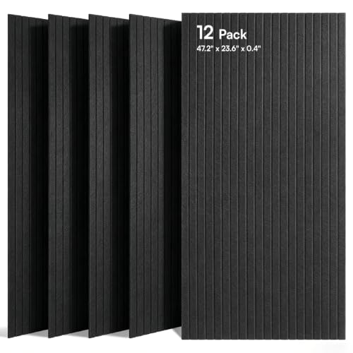 Image of SODOCT 12 Pack Large Acoustic Panels, 47.2 inch X 23.6 inch X 0.4 inch Sound Proof Panels for Walls, High Density Sound Absorbing Panels for Home Studio & Office, Black