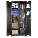 VEVOR Armario de Almacenamiento Metálico de 5 Niveles, con Ruedas, Estantes...