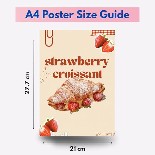 Image of Yellow Town India Strawberry Crush Coquette Art Prints | Set of 4 A4 Posters with Wall Friendly Adhesive | 300 GSM Unframed Girly Moodboard Aesthetic Posters for Room Decor