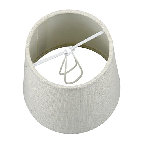 Lampwell Valo Clip-On Chandelier Fabric Lamp Shades,Set Of 6,Small Barrel,5.2"×4"×H5.2",Linen, Handmade,Traditional Decorative, Beige #TOP2