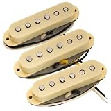 Musiclily Pro ST-FAT50S Staggered Alnico 5 Pastillas Single Coil Mástil Medio Puente Set para Guitarra Eléctrica tipo Strat, Crema