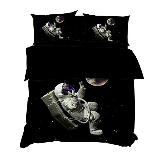 AYMAING Ensemble De Housse De Couette 3D Galaxy Starry Universe Moon Couette Couette Et Taie d'oreiller 135x200cm pour Enfants, GarçOns, Filles Ensemble De Literie Cover
