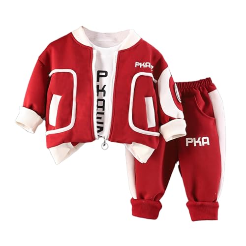 Toddler Boys 3Pcs Clothes Outfits Varsity Jacket Casual School Uniform Coat Sportwear