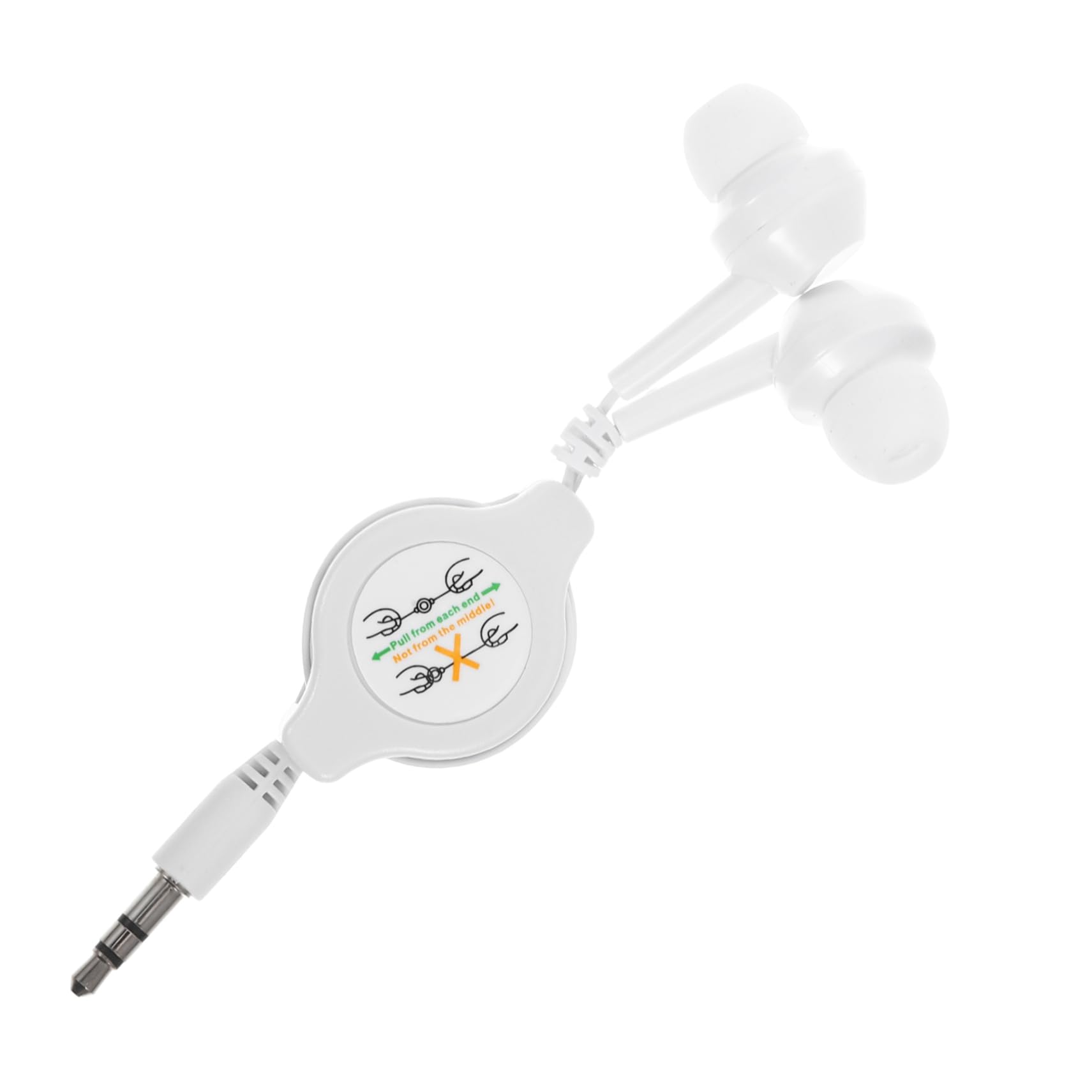 Double Pull Retractable in Ear Earphones Lightweight for Players Smartphones and Digital Devices White