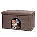 Furhaven Pet Dog & Cat House | Ottoman Footstool Collapsible Living Room Pet House Condo for Cats & Small Dogs, Coconut Brown, Large