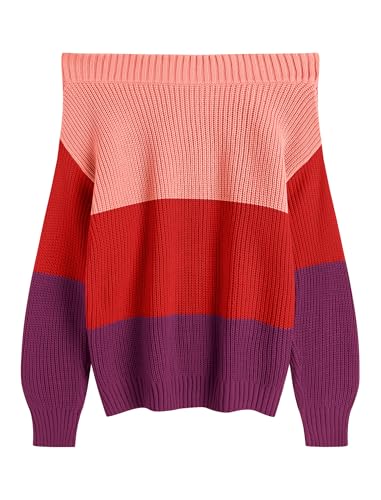 Image of ZAFUL Sweaters for Women Off Shoulder Knit Sweater with Long Sleeve Loose Pullover Jumper Tops