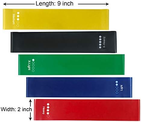 Miniatura 2 de 9 inch Resistance Loops with Carry Bay and Instruction Guide, Set of 5 Exercise Bands Heavy Duty for Working Out, Home Fitness