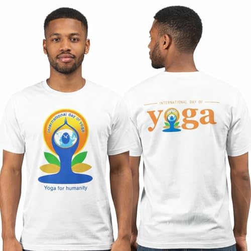 International Yoga Day Cotton Blend Tshirt | Unisex Yoga Day Roun...