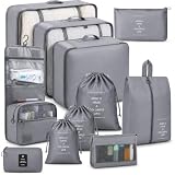 SaiXuan Juego de 12 Bolsas Organizadoras para Maleta, Packing Cubes, Organizador Maleta Viaje para Ropa, Cubos de Embalaje, Zapatos y Accesorios, Bolsas Viaje Organizadoras, Cosméticos (Gris)