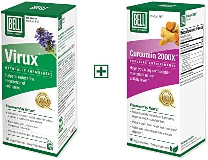 Bell Bundle - Virux L Lysine & Red Marine and Turmeric Curcumin with Black Pepper - 25 Years Around The World, Sold Directly by The Manufacturer