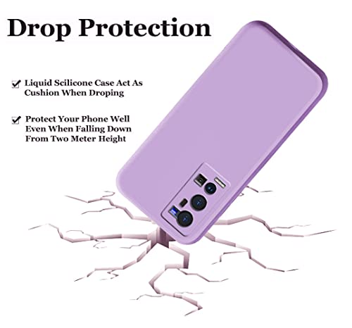 Image of A rtistque Liquid TPU Silicone Matte Shockproof Flexible with Camera Protection Soft Back Cover Case for Vivo X60 Pro Plus - Purple