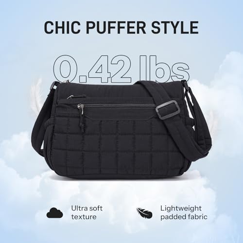 Image of Medium Size Purses for Women Quilted Travel Purse with Multi Pockets Nylon Crossbody Bag for Ladies