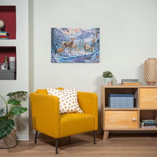 Puzzle 1000 pièces : Chevreuils et cerfs en hiver Ravensburger France - vue 6