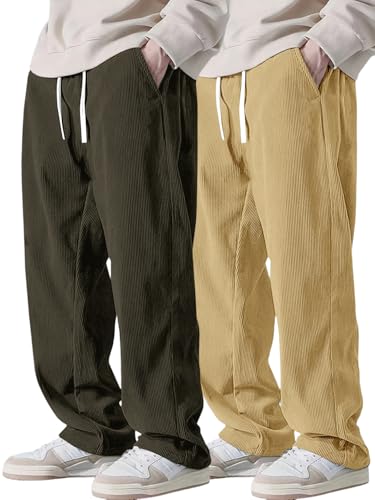 Image of Pinkmint Men's Poly-Lycra Loose Fit Trousers, Korean-Style Casual Pants with Side Pockets, Comfortable Travel (Available in Plus Sizes)