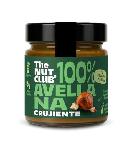 Crema de avellana crujiente | The Nut Club | Sin az&uacute;car a&ntilde;adido ni cacahuete |100% natural. Sin aceite de palma. 100% avellana | Textura crujiente
