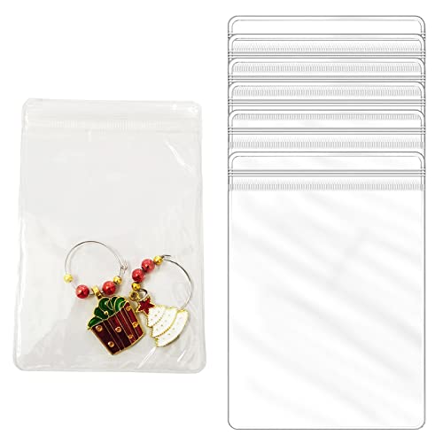 MaehSab 100 Pieces Transparent Anti Tarnish Jewelry Storage Pvc Zipper Lock Bag, Clear Self Seal Anti Oxidation Plastic Small Bag for Jewelry Earring Ring Necklace Organizer (Large, 8x12cm)