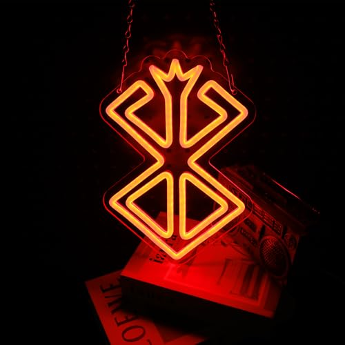 Image of CManga Berserk Neon Sign, Red Anime LED Light - Dimmable Acrylic Lamp, 8.7x11.8 Inch USB 5V Powered, Berserk Behelit Room Decor for Game Room, Manga Gift for Otaku