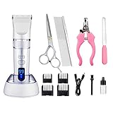  MuLLife Cortadora de Pelo Profesional para Mascotas, atenuador inalámbrico Recargable de bajo Ruido para Gatos y Perros con 4 peines, Juego de Aseo para Mascotas