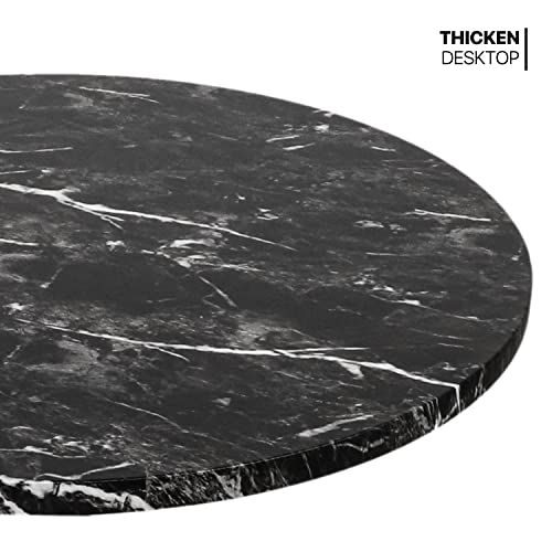 Monibloom Round High Top Table, 27.5"- 36" Height-Adjustable Bar Table With Black Marble Texture Top And Black Base, Modern Style, Suitable For Home Kitchen Balcony #TOP5