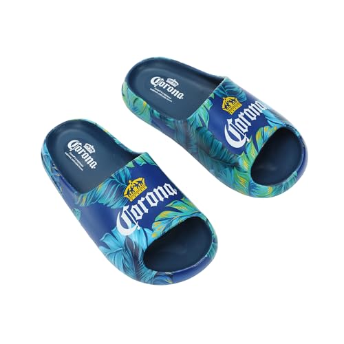 Bioworld Corona Palm Leaf Logos Men's Blue Single Molded Slide Sandals
