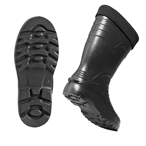 CLIMBR Ultraleichte gefütterte Gummistiefel Herren EVA Thermo 40-49 warme Winter Stiefel Arbeitsstiefel mit Futter Anglerstiefel (Schwarz, 44)