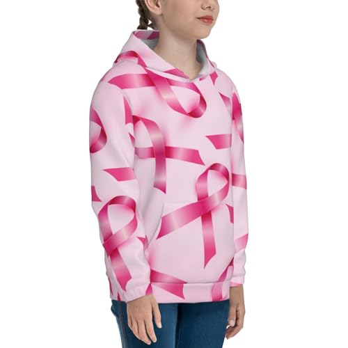 Breast Cancer Ribbons Awareness Kid Hoodies Boys Sweatshirts Girls Pullover with Pocket 7