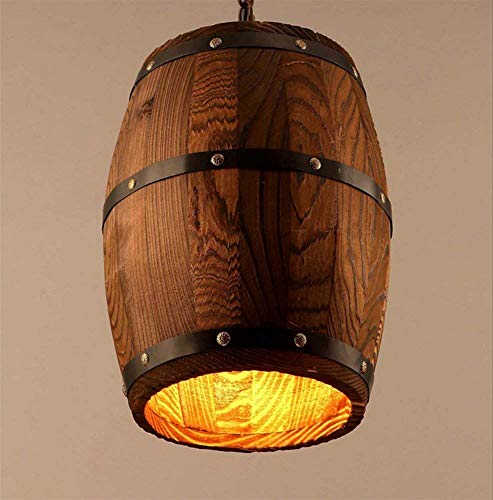 Lámpara de techo colgante de madera rústica de 26x33cm para comedor y salón industrial 2