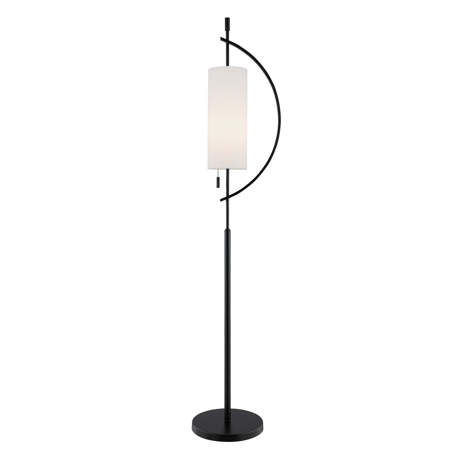 Lite Source Floor LAMP, Black/Off-White Fabric Shade, E27 Type A 60W LS-83505BLK/WHT
