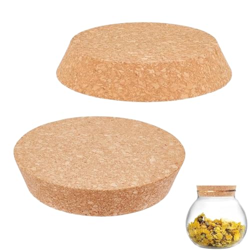 LiJuanWang Grands Bouchons en Liège Coniques Naturels,2 Pièces pour Bouteille de Vin,Bocal et poterie Conserves,Bouchon de Remplacement Étanche pour DIY et...