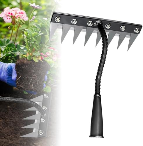 Rastrillo de jardín de acero carbono con 8 dientes miniatura 1