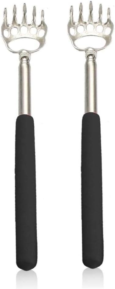 SQULIGT 2PCS Back Scratchers, Bear Claw Back Scratcher Extendable Metal Retractable Telescopic Handle for Itch Relief Men Women Kids in Travel Home Office